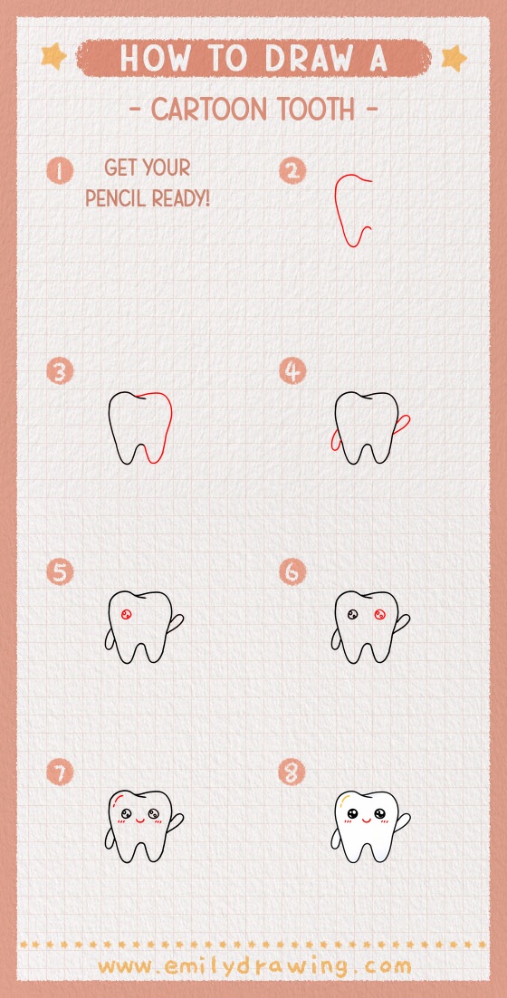 how to draw a cartoon tooth pinterest pin